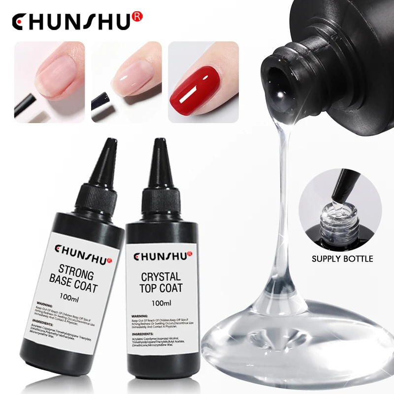 CHUNSHU 100ml Base Top Coat Refiller UV Gel Polish nails Soak Off Primer Dehydrator Levelling Gels No Wipe Top Coat Nail Varnish