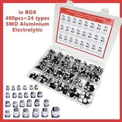 Alüminyum elektrolitik kapasitörler SMD çeşitler kiti 400 adet 24 değer SMD 1uF ~ 1000uF 6.3V-50V 24 kutu ile değer