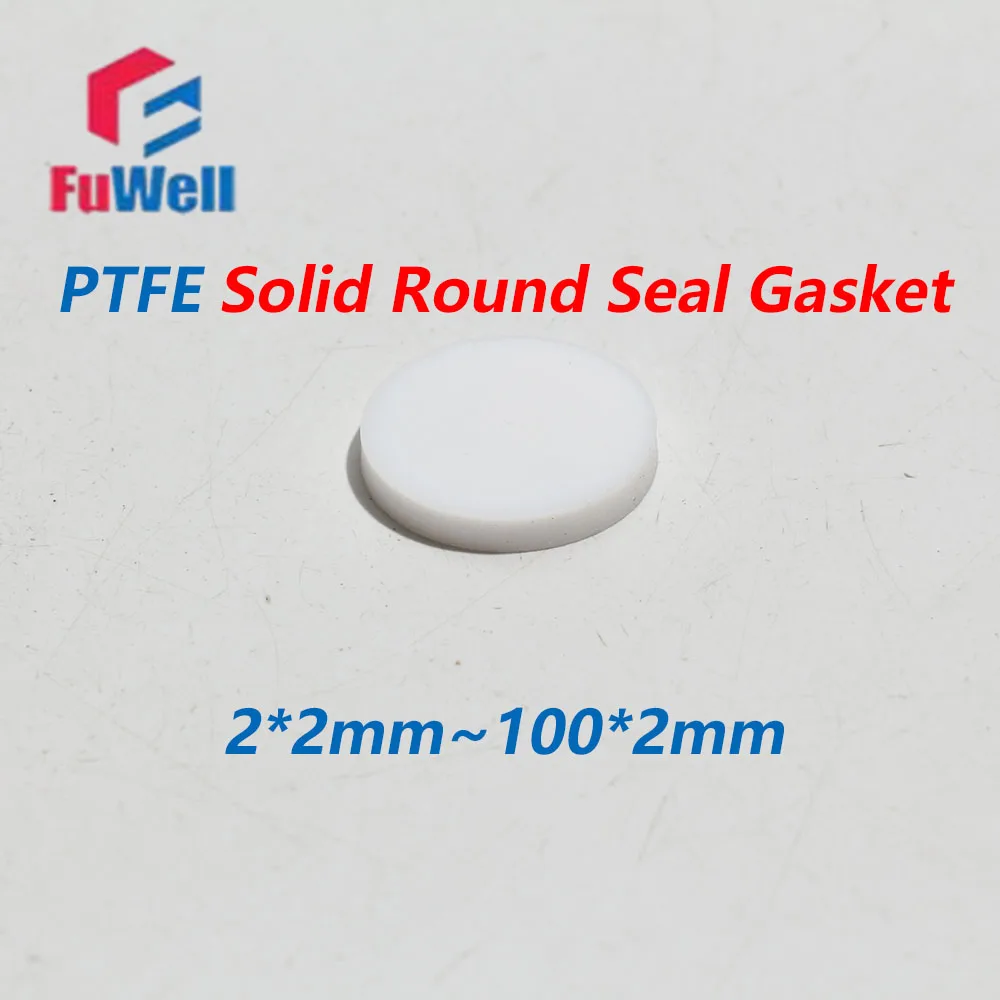 

Fuwell 50pcs Thickness 2mm PTFE Solid Gaskets Disc/Round Gasket/Corrosion-Resistant Plastic King Blind Gasket Diameter 2~100mm