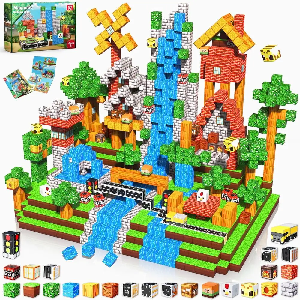 150-delige magnetische bouwstenen set: educatief STEM-speelgoed voor kinderen vanaf 3 jaar, geschikt voor jongens en meisjes, op Montessori geïnspireerde geschenken
