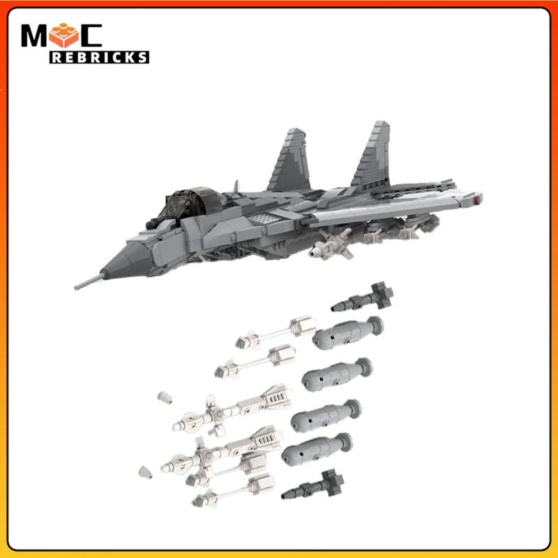 WWII Aircraft MOC-156545 New MiG-29A MOC Military Building Block Fighter Weapon Kit Display Model Bricks Toys for Boys Gifts