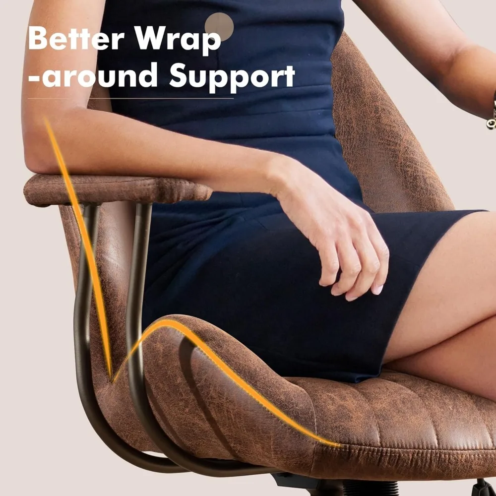 Mid Back Office Chair Mid Century Modern Executive Chair,Lumbar Support Ergonomic Home Office Desk Chair,Rolling Swivel Task