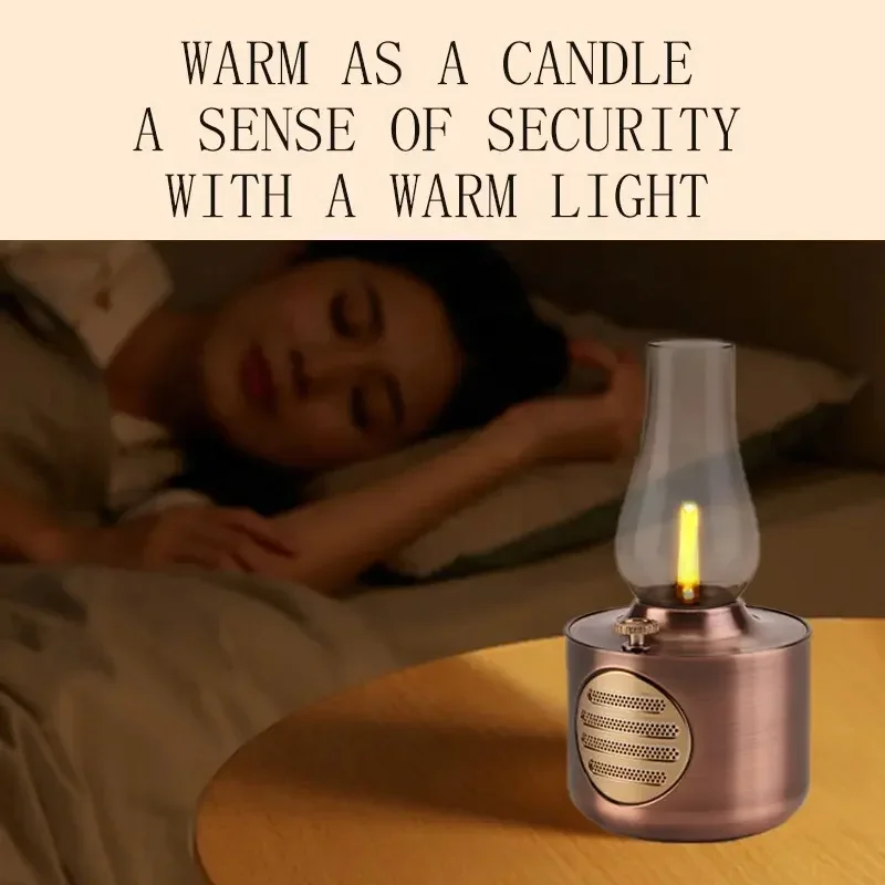 

Home Music Center Camping Candle Light Sound Column Vintage Kerosene Lamp Wooden Caixa De Som Bluetooh Speaker Portable SoundBox