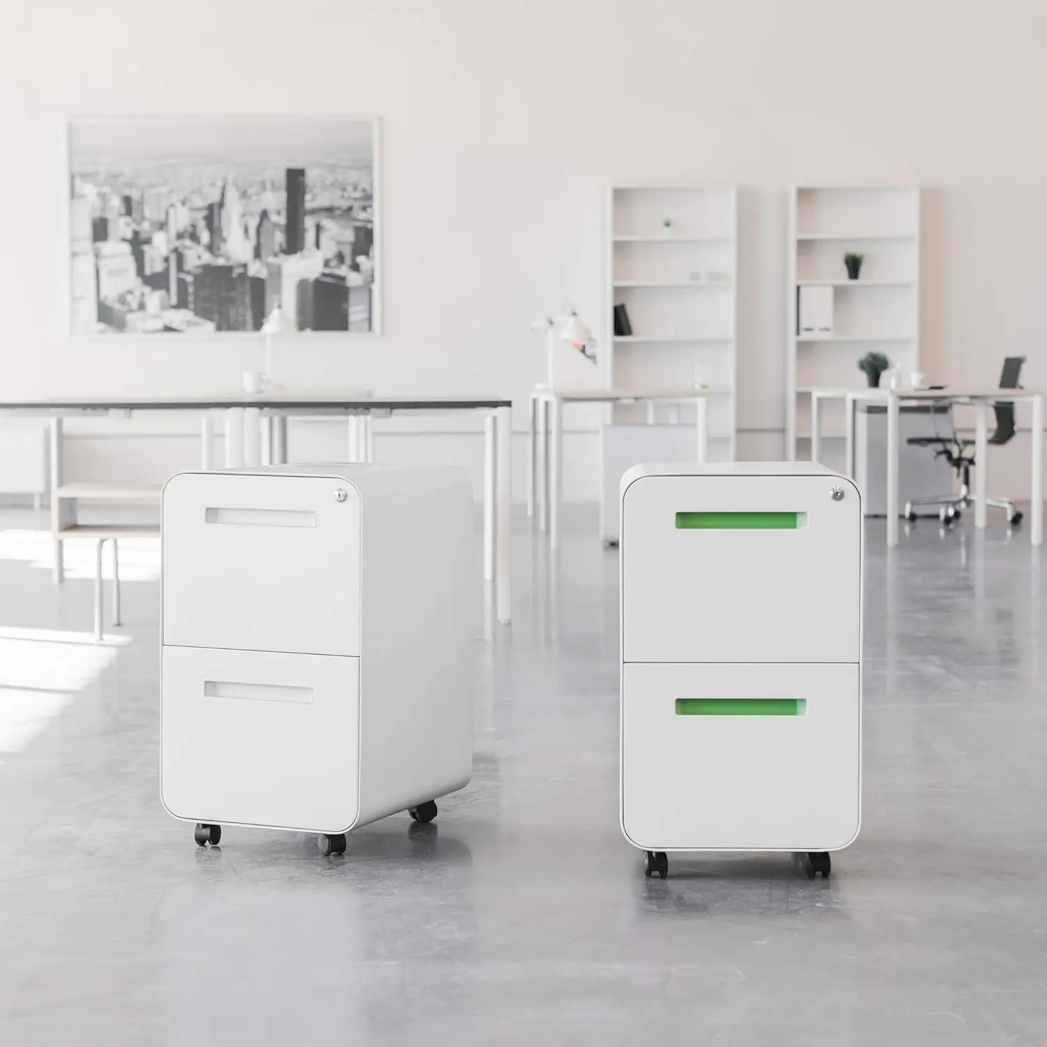 #2 Drawer Locking Mobile File Cabinet Under Desk Metal Legal/Letter Wheels Feet Pre-Assembled White, Customized