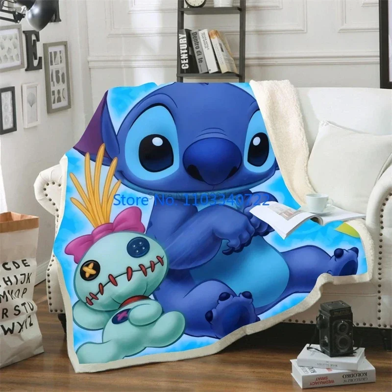 

Miniso My Dear Stitch фланелевое детское одеяло из шерпа с 3d принтом для кровати, дивана, ворсовые одеяла 150x200 см, праздничный подарок для мальчиков и девочек