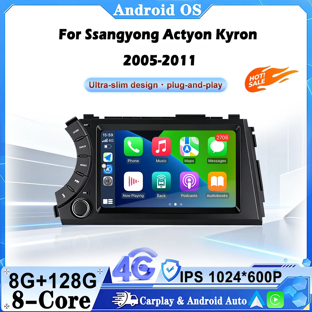 For Ssangyong Actyon Kyron2005-2011 Car Radio Wireless CarPlay Android Auto Car Intelligent Systems GPS Autoradio No 2din DVD