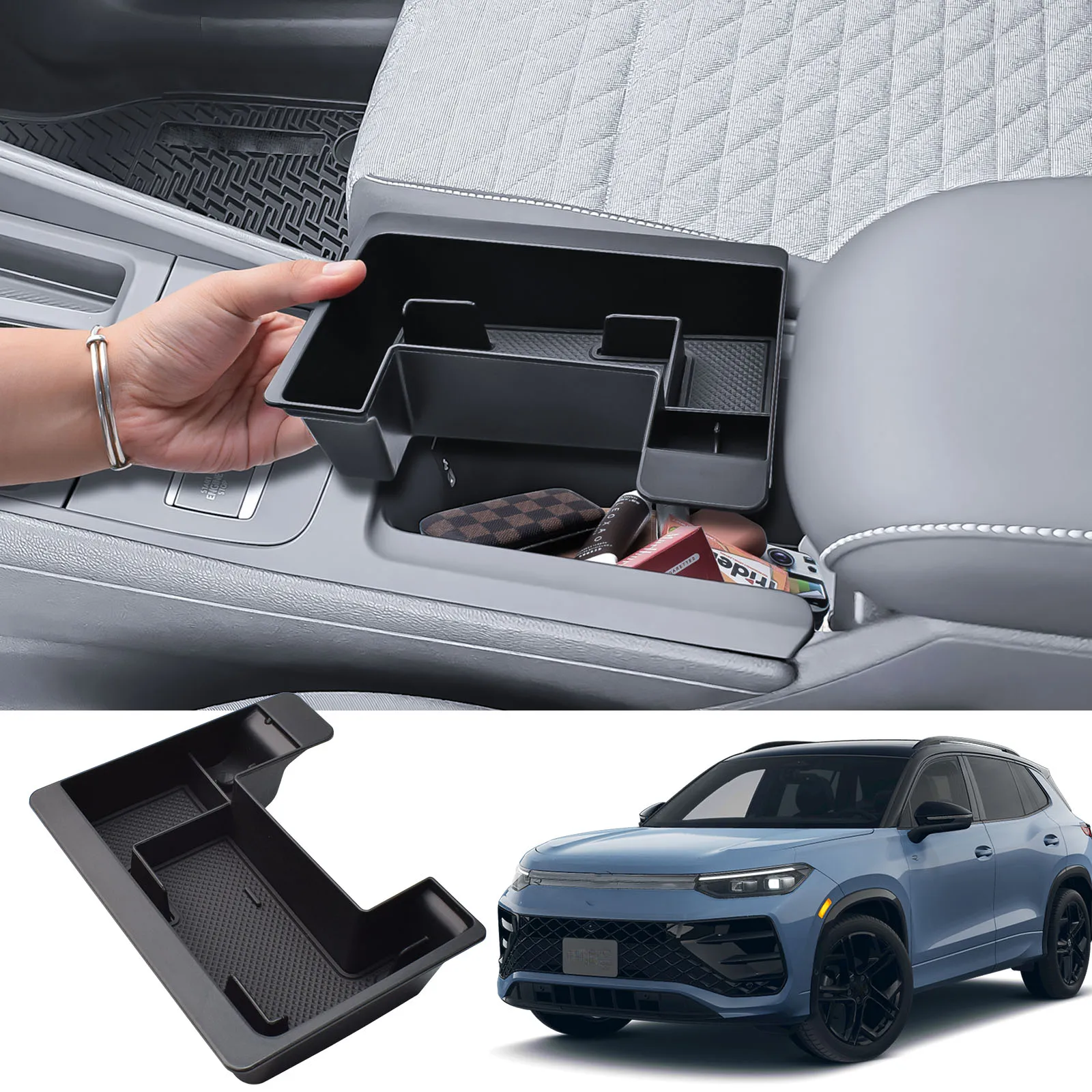 Center Console Organizer for VW Tiguan (S/SE/SE R-Line Black/SEL R-Line) Gear Shift Armrest Storage Box Tray Insert Accessories