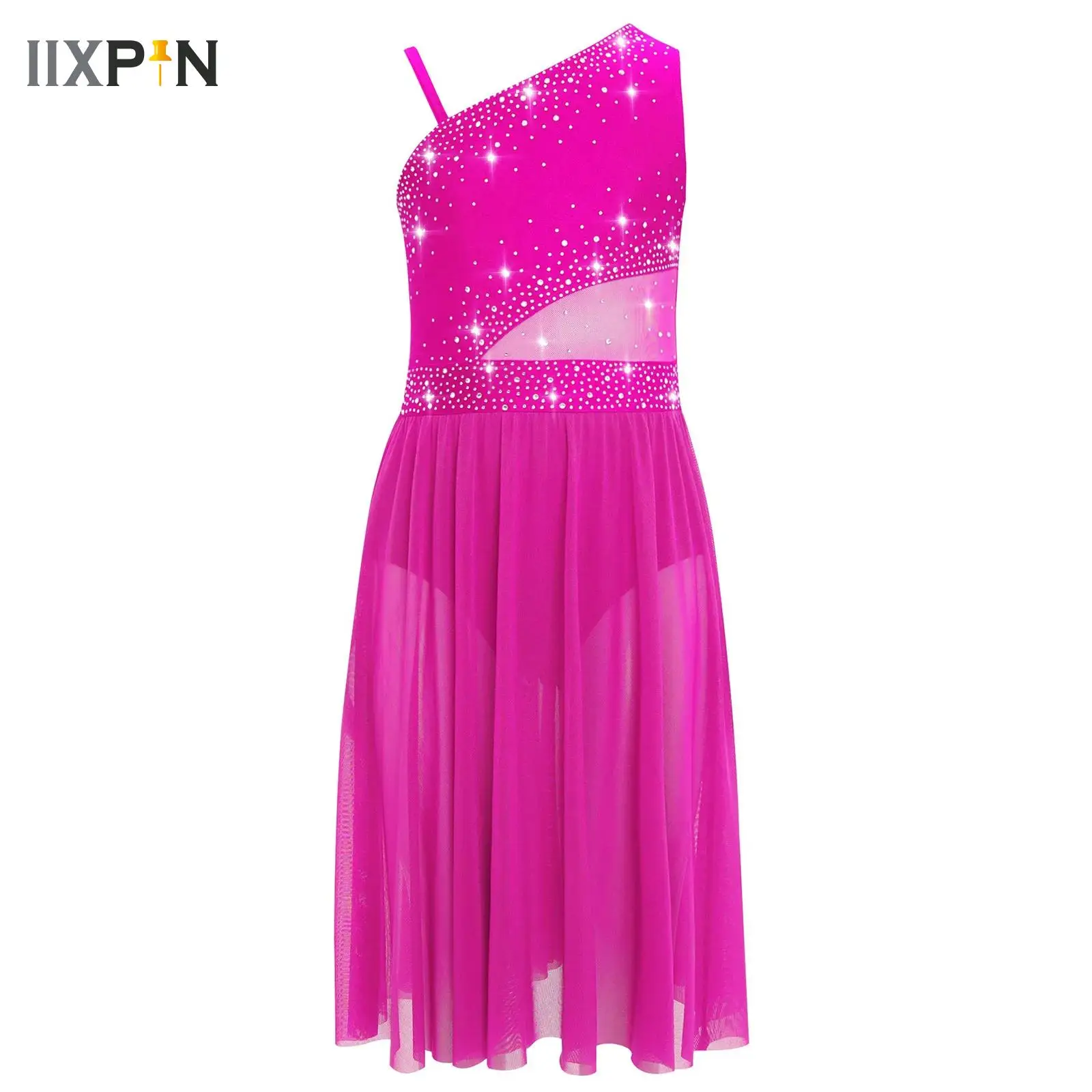 

Kids Girls Ballet Dance Dress Figure Skating Performance Costume Sleeveless Lyrical Dance Leotard Dress Rhythmic Gymnastics Wear