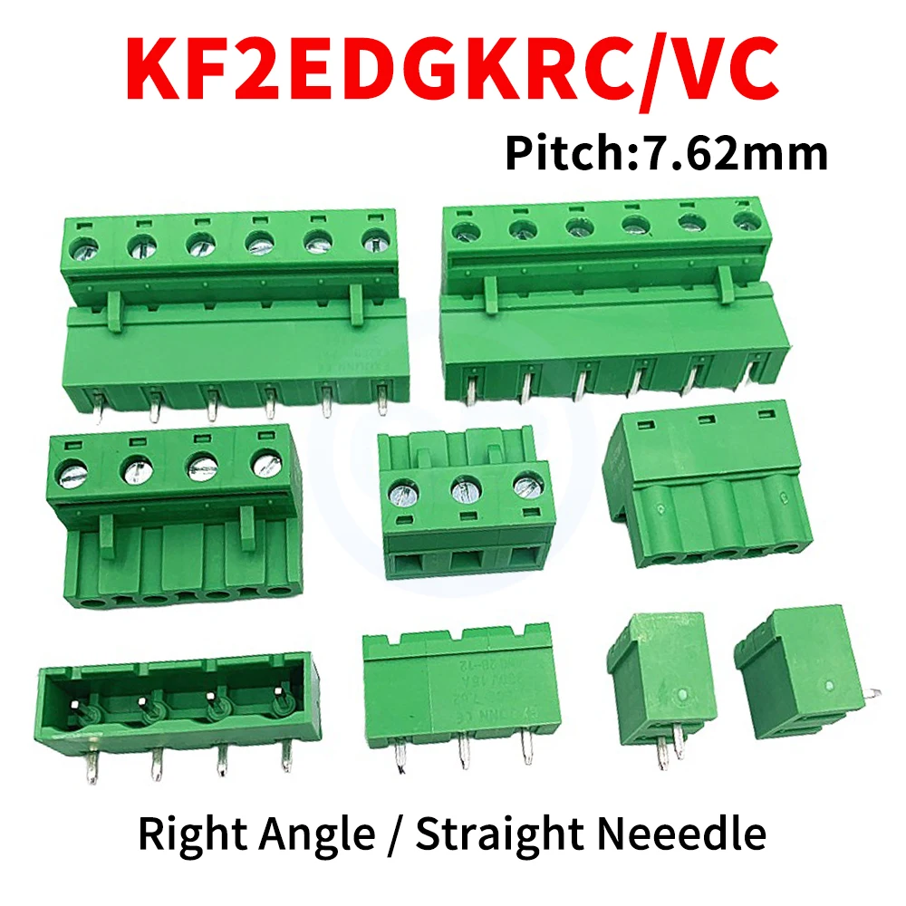 (5/10 Sets) KF2EDG 7.62mm Plug-in Terminal Block 2-20Pin Right Angle Bent Pin Plug Set Split Enclosure 2EDGK 2EDGRC 2EDGVC 7.62