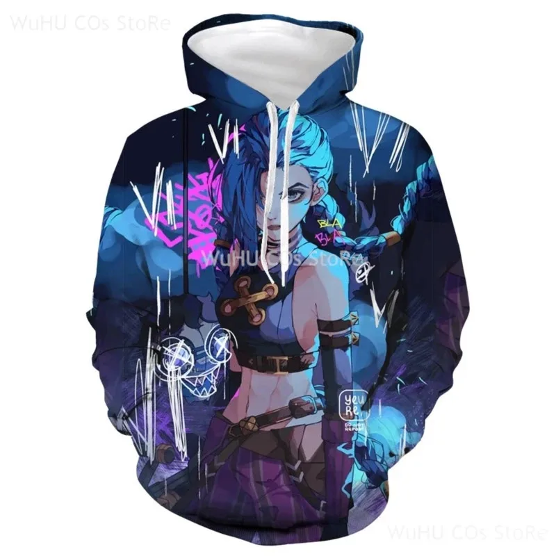 

a7d@Arcane Hoodie LoL Vi Cosplay Hoodie 3D Printed Hooded Hoodies Sweatshirt Men Women 3D League of Legends Jinx Cosplay Costume