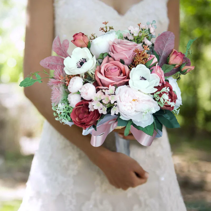 

Vintage lotus root starch bridal bouquet bundles cross-border export wedding wedding photo handed flower artificial flower