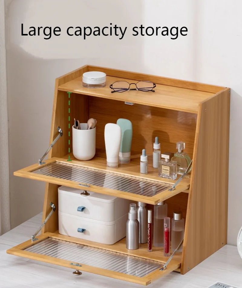 Korea Retro Old Wooden Tableware Storage Cabinet,Bamboo Drawer Type Desktop Storage Box,Cosmetic Perfume Organizer Rack