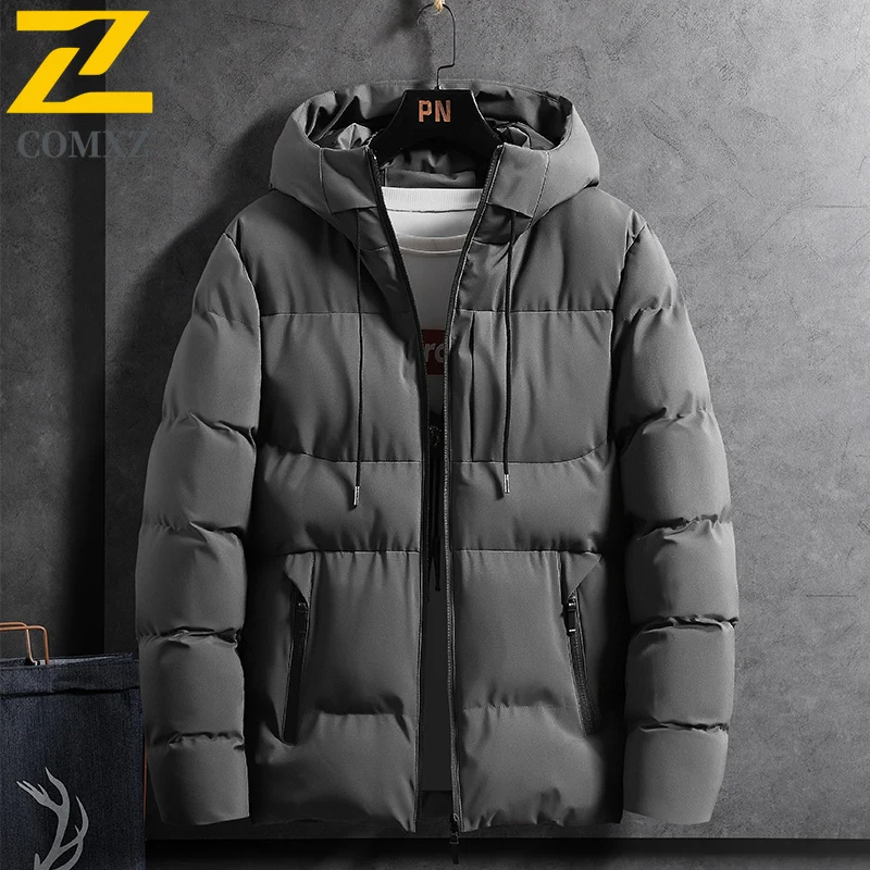 Men's Bread Jacket Thickened Hooded Winter Warm Windproof Cycling Bread Jacket Hiking Travel Skiing Outdoor Casual Winter Jacket