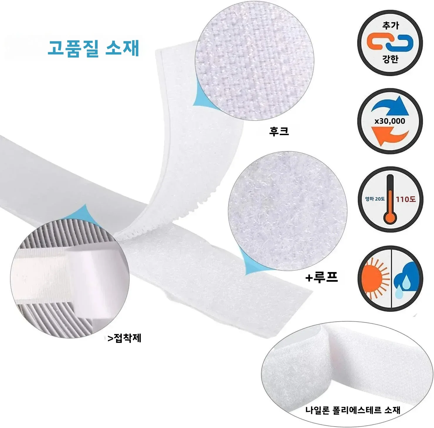 20mm 흰색 나일론 테이프 접착제 양면 접착 백 버클 롤 테이프, 홈 오피스, 학교, 자... - 1