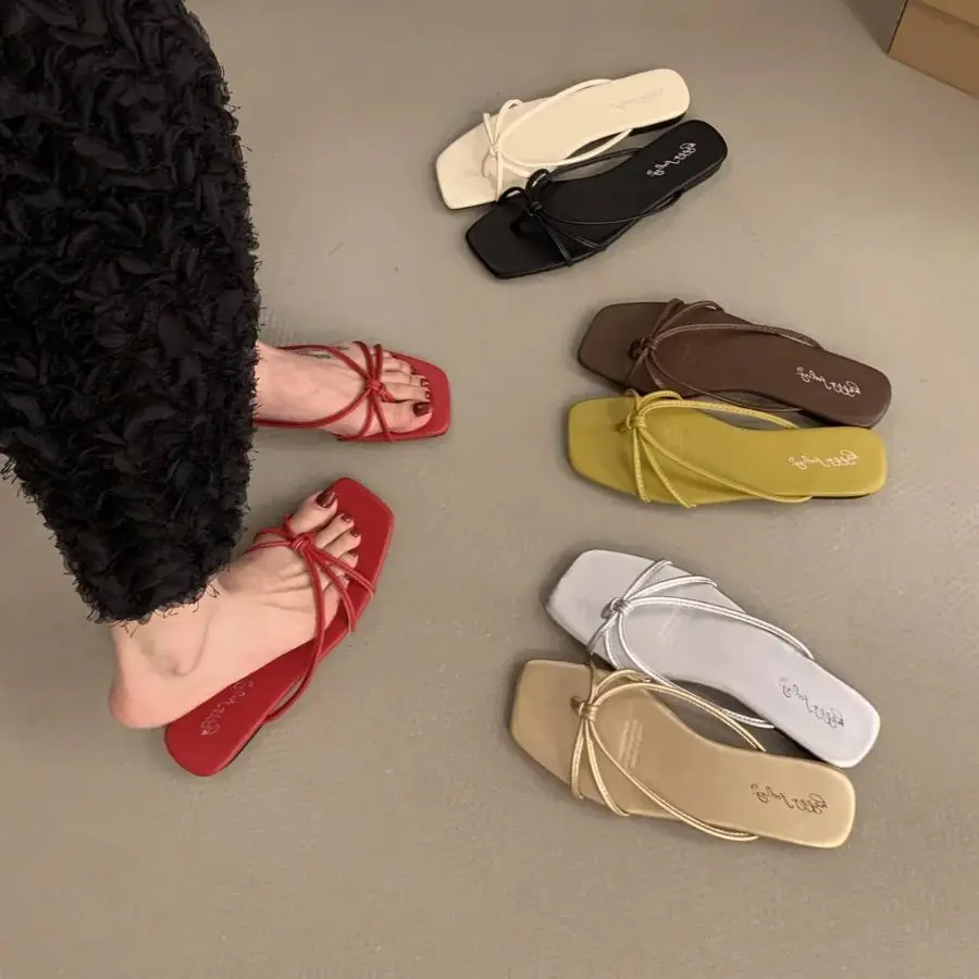 

Bailamos Summer Women Slippers Fashion Women's Narrow Band Flat Flip Flop Shoes Ladies Casual Outdoor Beach Slides Sandalias Muj