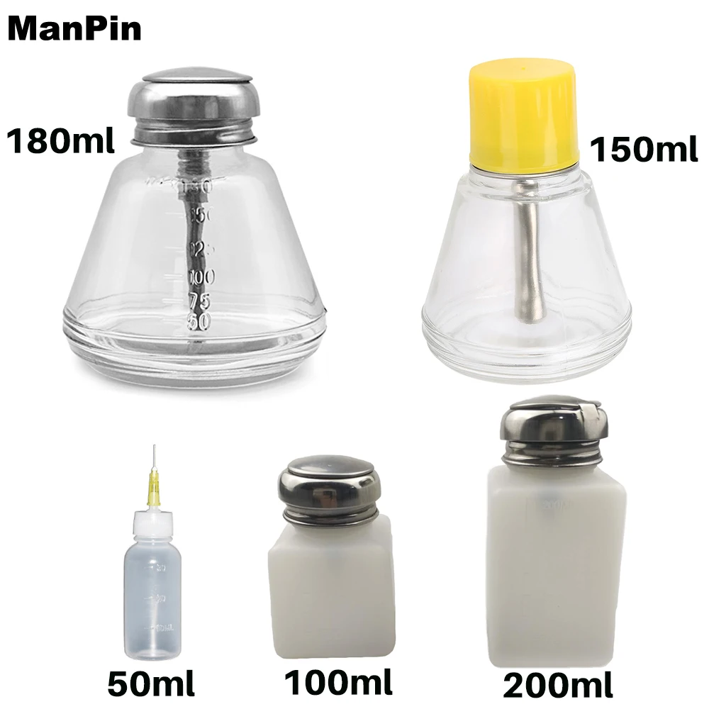 Press Empty Liquid Bottle Pump Dispenser Anti Static Glass Plastic Rosin Solder Flux Paste Phone PCB Cleaning Welding Repair