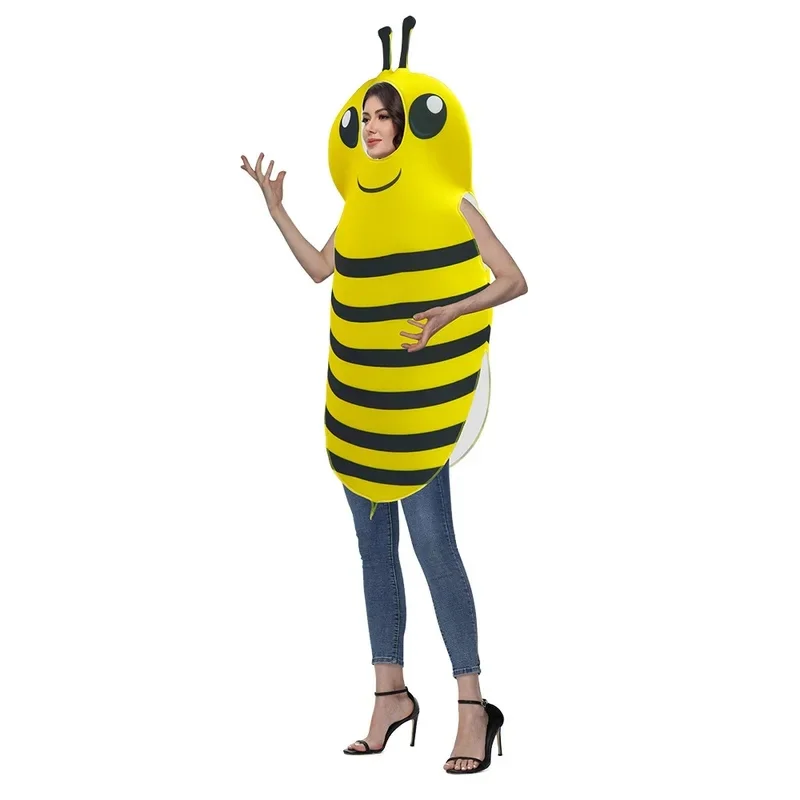Costume de frelon amusant pour adulte, combinaison de cosplay en éponge pour Halloween, fête de carnaval, imprimé nid d'abeille, accessoires d'abeille pour performance scénique 2026