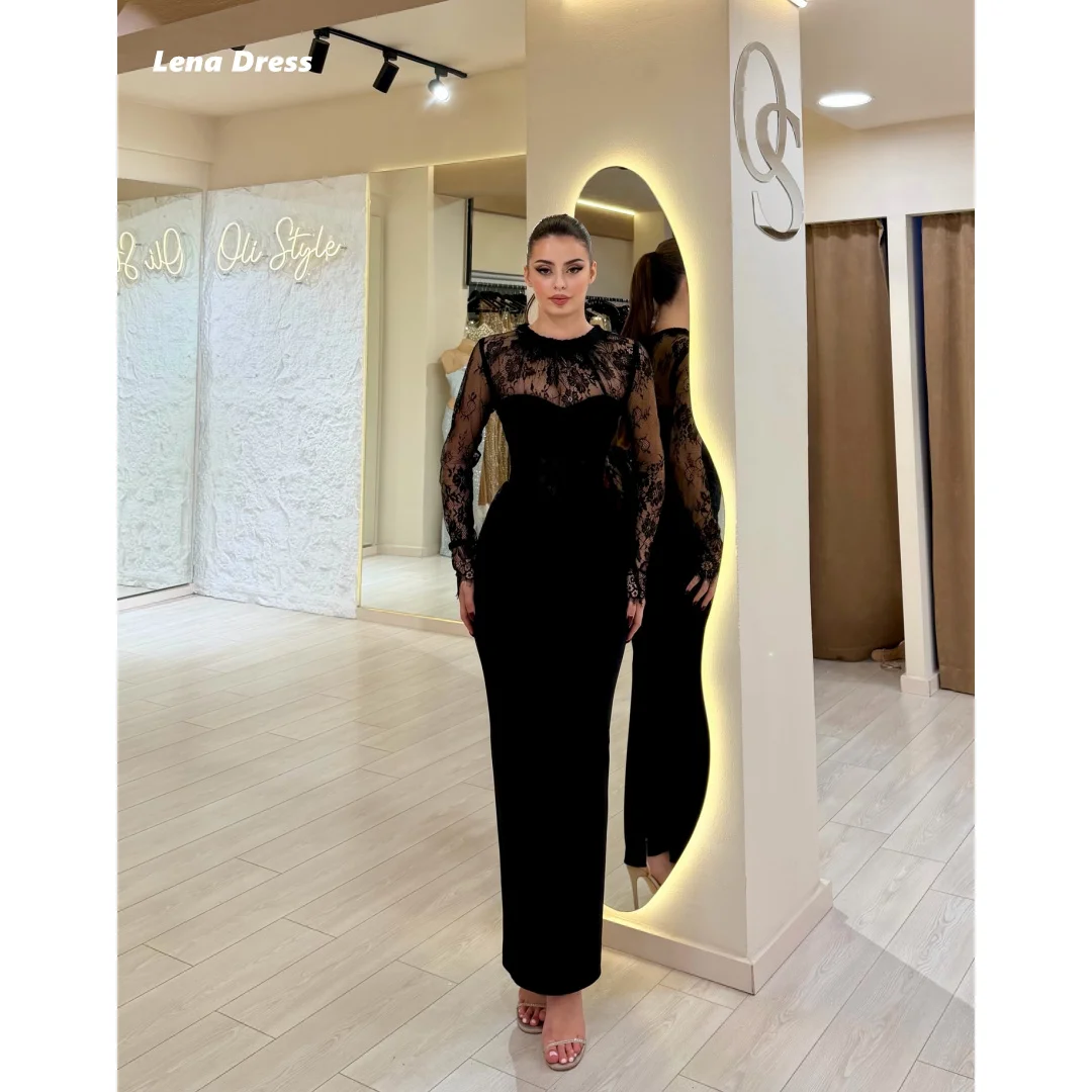 

Элегантное вечернее платье Lena с длинными рукавами, роскошное женское платье для вечеринок, вышитое кружевом, черное, на заказ, для выпускного бала, коллекция 2026