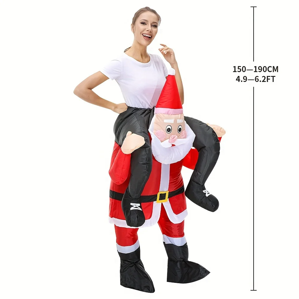 Funny New Riding Reindeer and Gingerbread Man Dinosaur Inflatable Christmas Costume for Party Props Made of Polyester