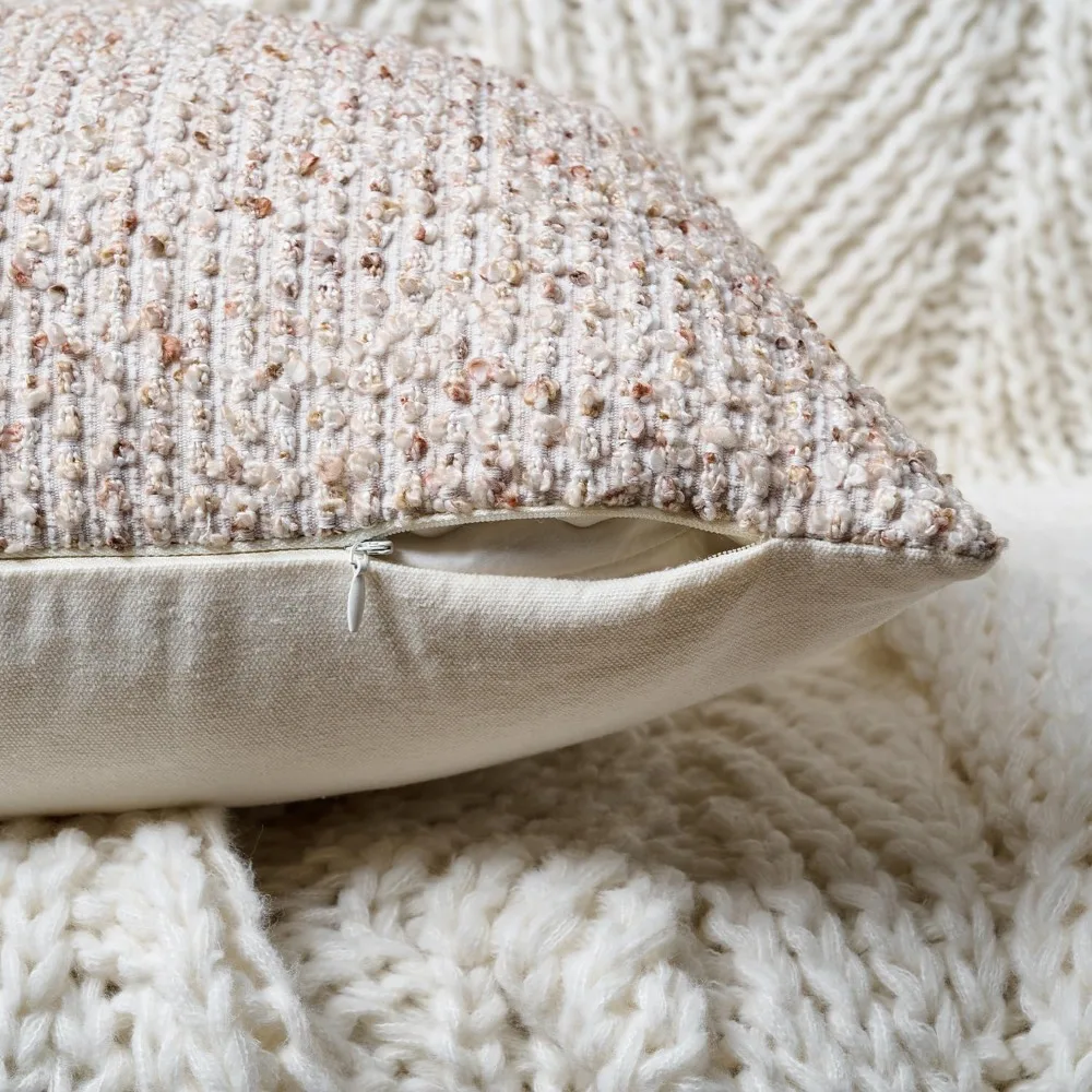 أغطية وسائد مزخرفة باللون البيج، مجموعة من 2، 24 × 24، وسائد أريكة مربعة الشكل مزخرفة لمزرعة بوهو الحديثة #3