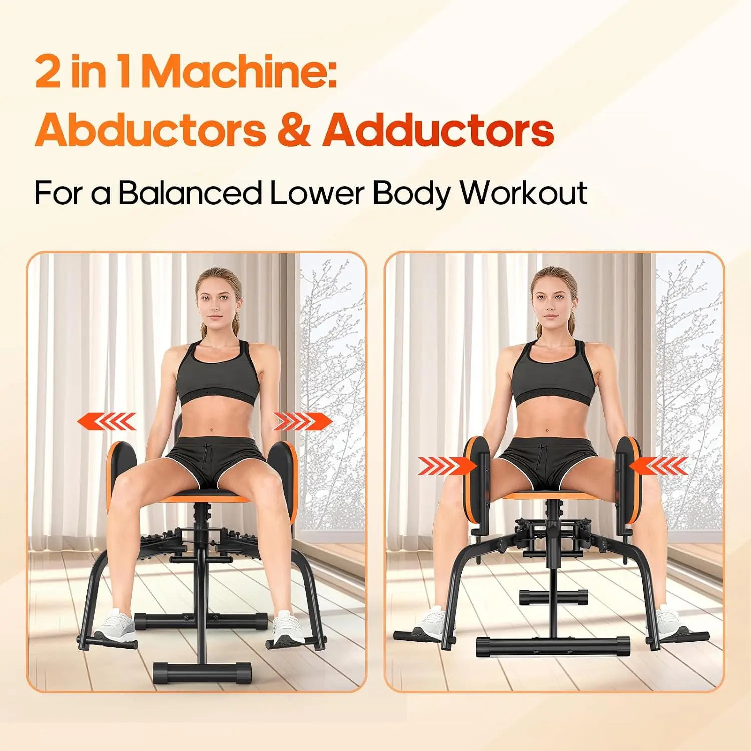 Hip Abductor/Adduction Machine for Home Gym, Glute Machine & Thigh Workout Equipment, Increased Resistance Booty Builder, Compac