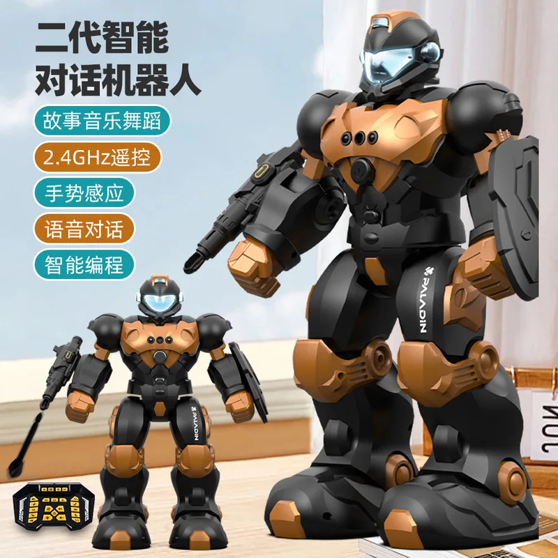 Kids Intelligent Voice Dialogue Robot 2.4G Remote Control Gesture Sensing Programmable Electric Police  Toy For Boys Girls