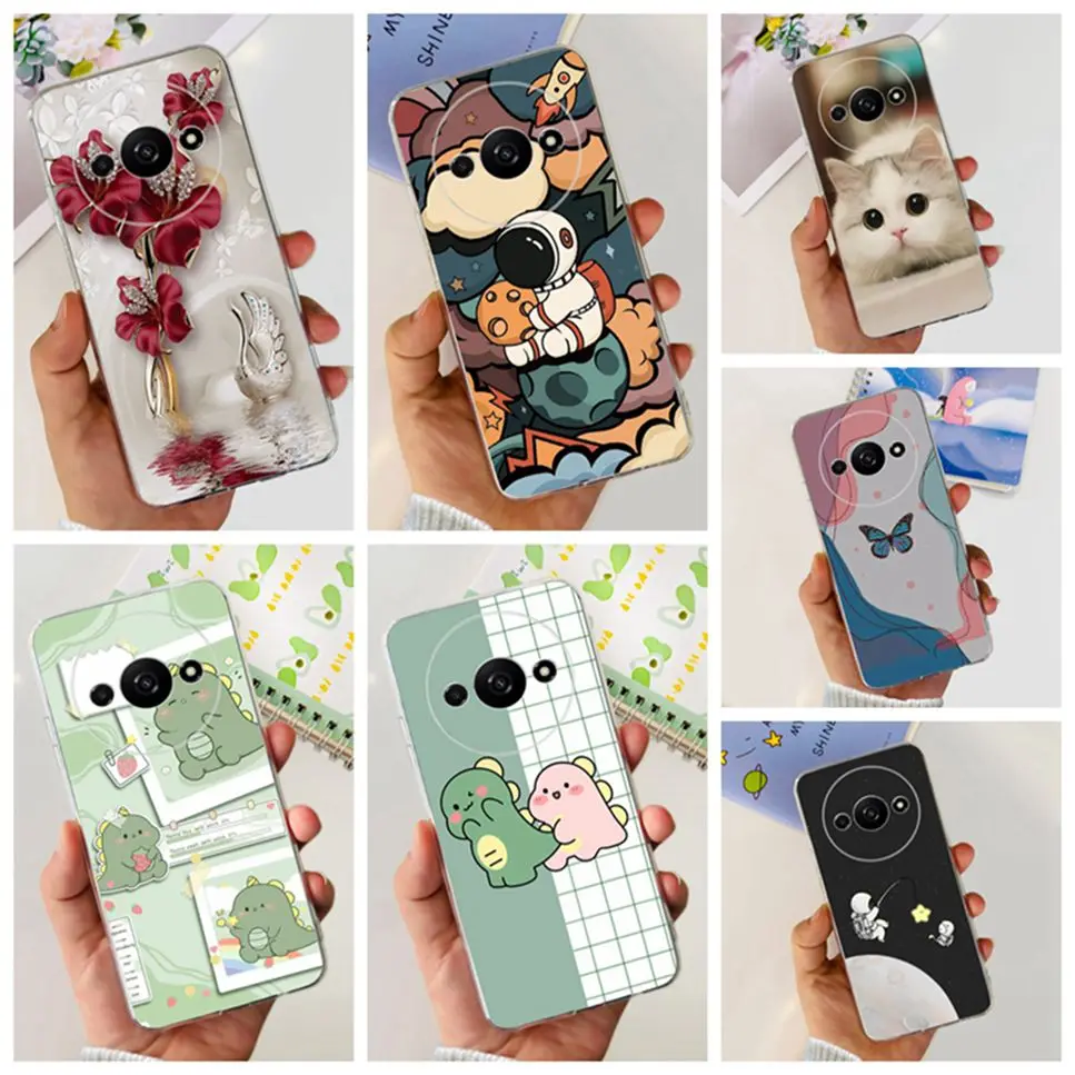 For Xiaomi Redmi A3 Case Cute Cartoon Astronaut Fashion Girl TPU Soft Silicone Back Cover For Redmi A3 4G 6.71