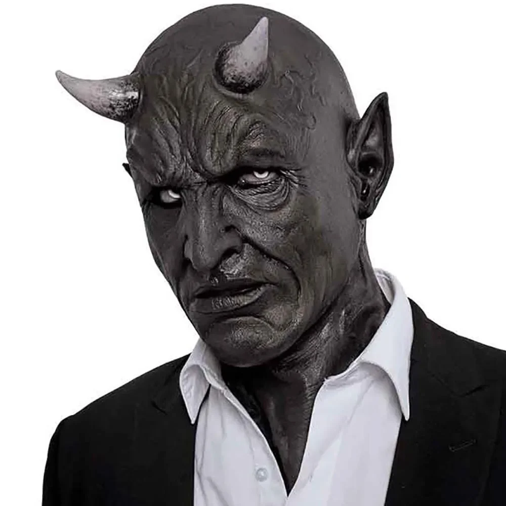 

Halloween Devil Horn Mask Cosplay Horror Devil Killer Latex Headset Ghostface Scary Party Costume Props