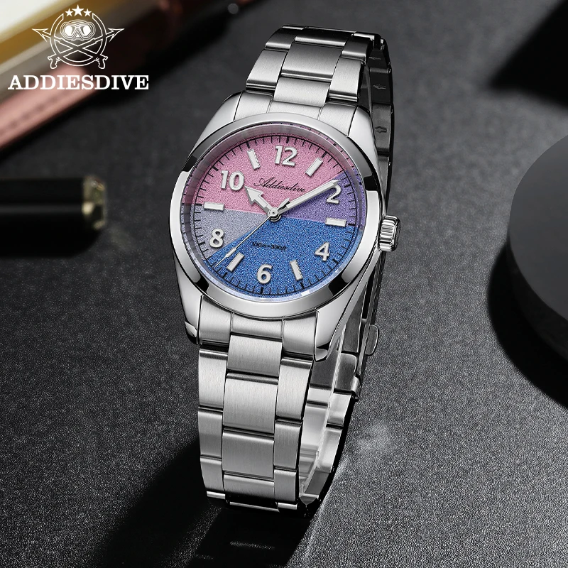 ADDIESDIVE 36mm Quartz Watches Men's Sapphire Glass 100m Waterproof Luxury Wristwatch BGW9 Luminous Stainless Steel Watch AD2555