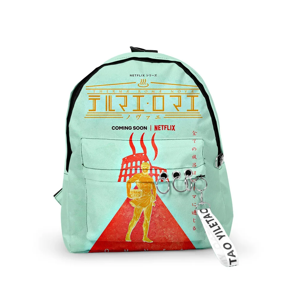 

Hip Hop Youthful Thermae Romae Novae School Bags Notebook Backpacks 3D Print Oxford Waterproof Key Chain Small Travel Bags