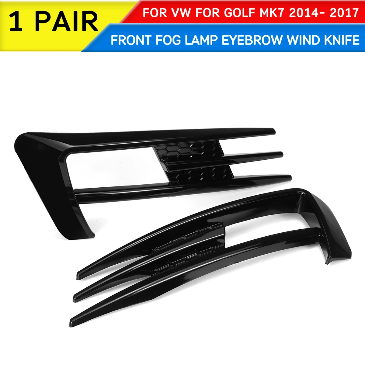 

For Golf MK7 2014 2015 2016 2017 For VW Fog Light Eyebrow Eye Lid 2 pcs ABS Car Front Fog Lamp Eyebrow Wind Knife Cover Trim