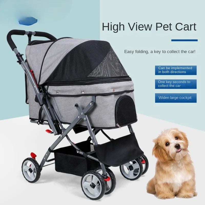 

Portable Foldable Pet Stroller with Puppy Stroller, Rotate Dog Trolley, Small to Medium Sized Dogs Outdoor