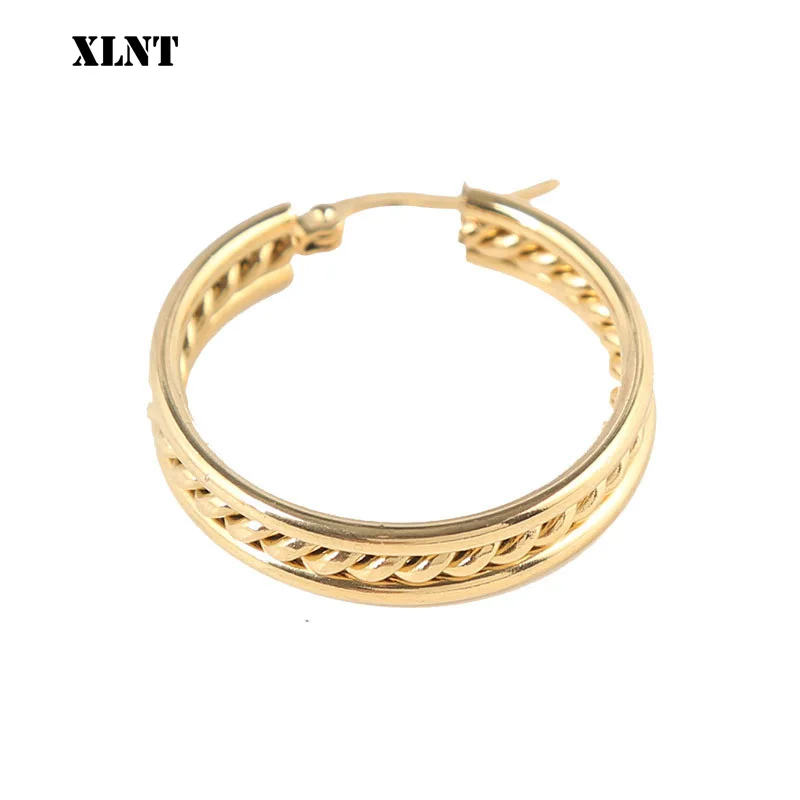 XLNT موضة الذهب اللون المعتاد هوب أقراط للنساء واسعة كبيرة معدنية مستديرة دائرة بيان أقراط خمر مجوهرات هدية #6