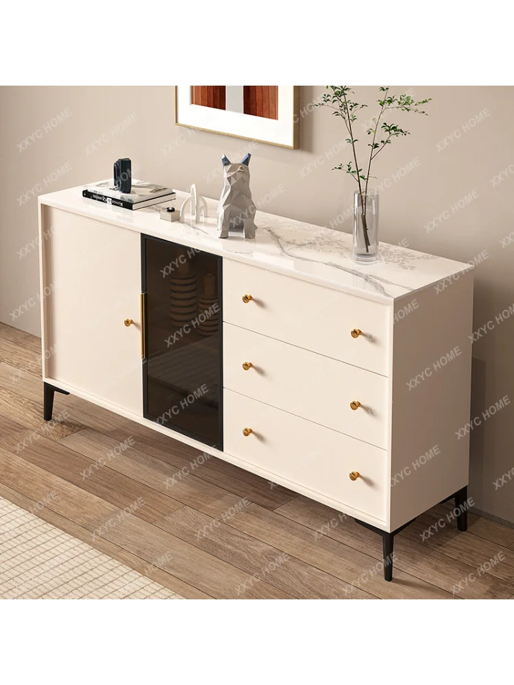 Light Luxury Sideboard Cabinet Modern Minimalist Stone Plate Locker Living Room Wall Storage Cabinet Tea Cabinet