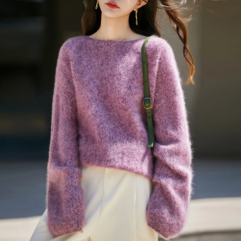 

Autumn And Winter New Cashmere Sweater Women's Round Neck Loose Casual Knitted Pullover Sweater Yarn Wool Bottoming Shirt