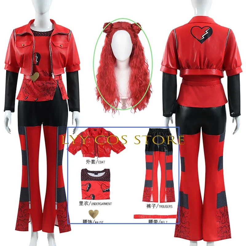 Queen Red Cosplay Anime Costume Hearts' Daughter Red Wig Uniform Set The Rise Of Red Princess Outfit Halloween for Woman