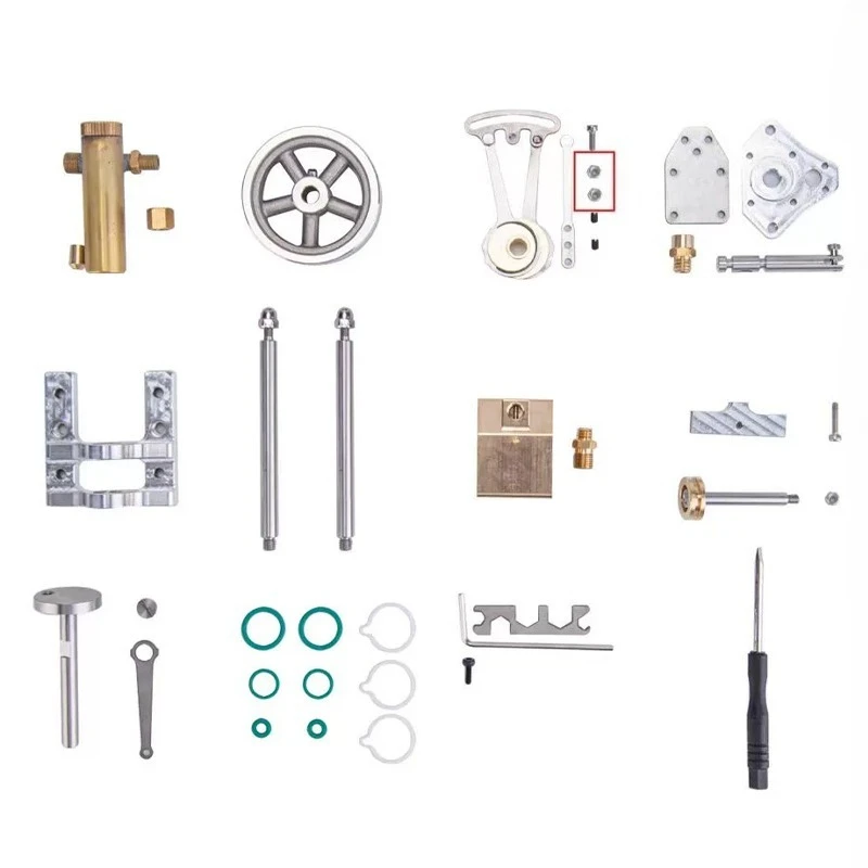 V1313 Mini Vertical Single Cylinder Steam Engine Model DIY Assembly Engine Model Kit Reversible Ship Model