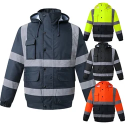 High Visibility Winter Jacket Workwear Bomber Jacket Insulated Multiple Pockets Workwear For Men