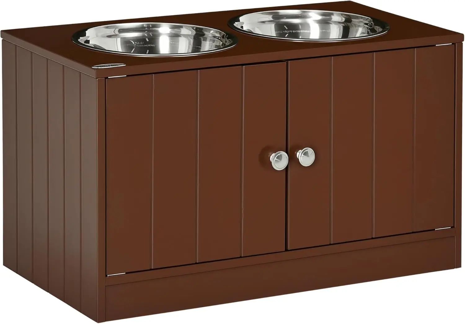 

Large Elevated Dog Bowls with Storage Cabinet - 44L Capacity, Raised Feeding Station for Big Dogs, Brown