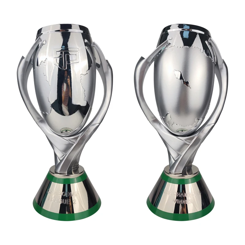 High Quality Nickel Cast Cup Trophy Big Size Trophy League Football Soccer Trophies Metal Aluminium Alloy Gold Sports Custom 414