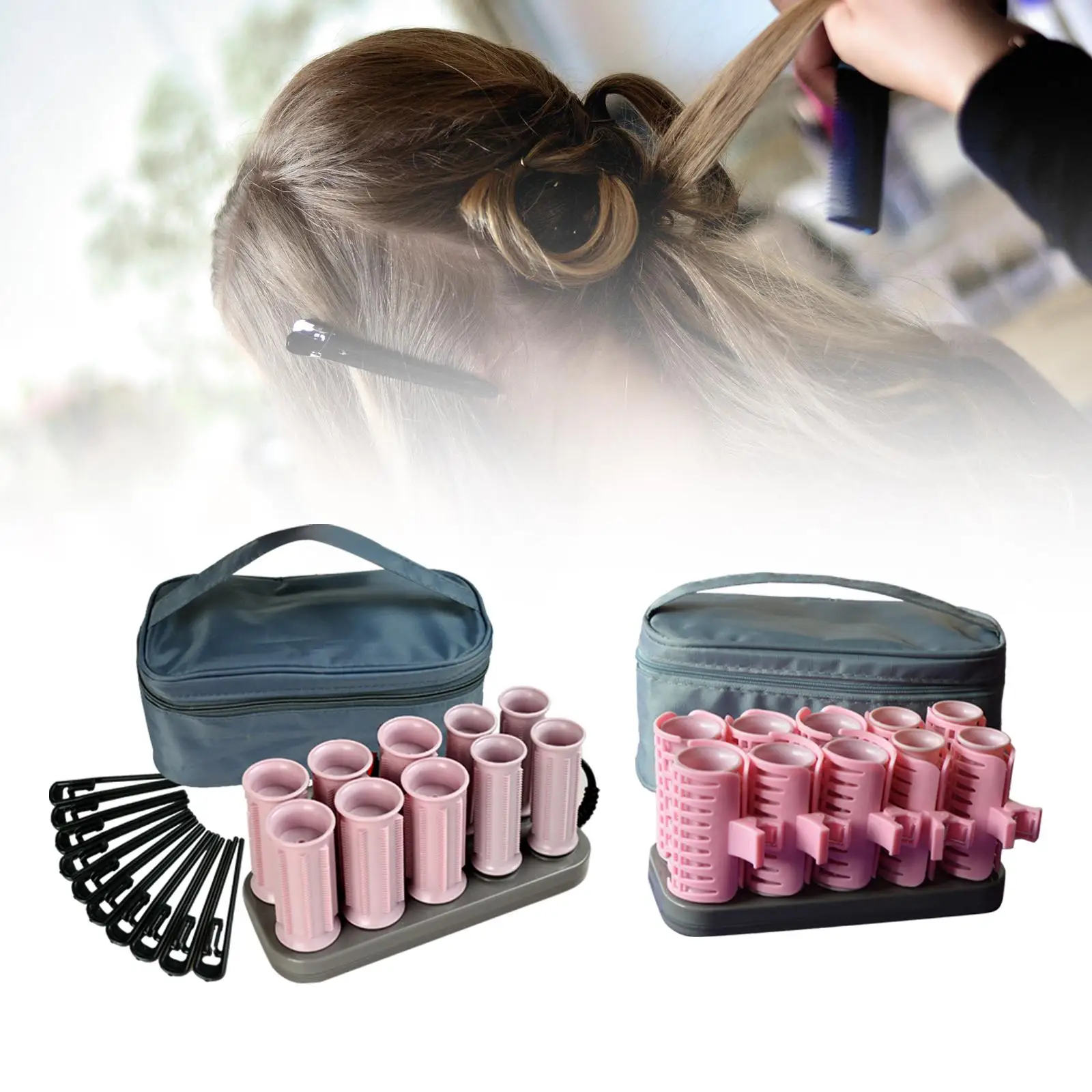 

10Pcs Heated Hair Rollers Portable 160°C Thermostat Professional Hair Curly Sticks with Storage Bag Hair Tube Hair Styling Tool
