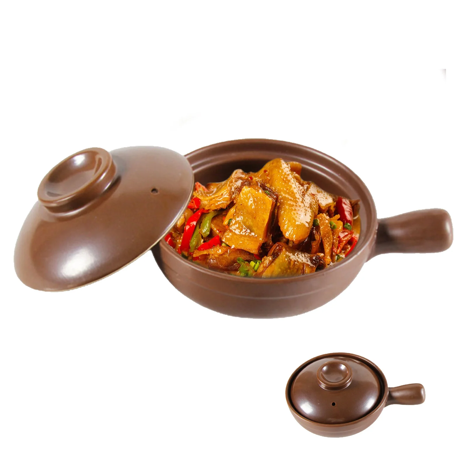 طبق طاجن من السيراميك الليثيوم 2.5 لتر سطح أملس مقاوم لدرجات الحرارة العالية حتى توزيع الحرارة لأرز الدجاج المطهو ببطء