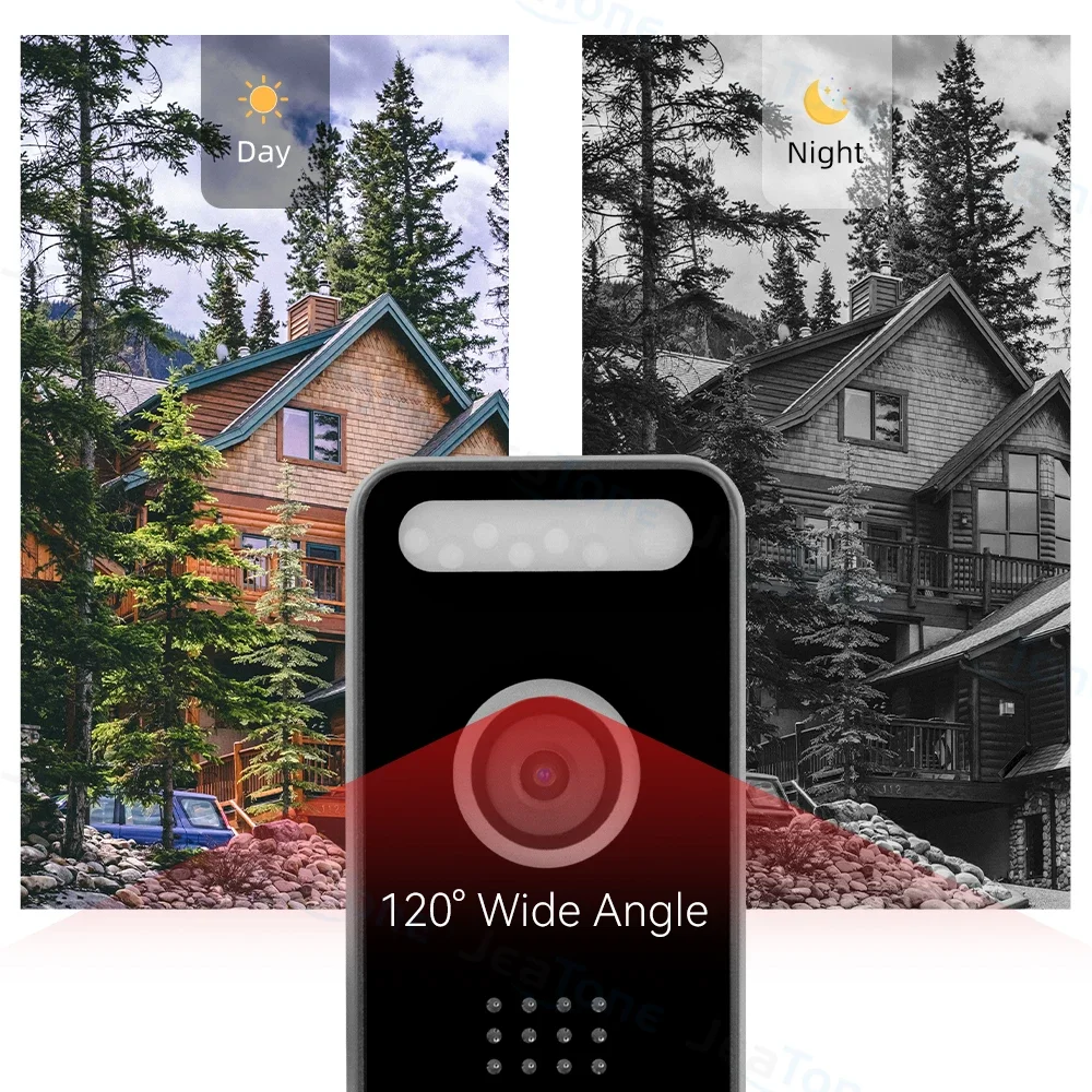 Jeatone-ワイヤレスドアベル,防水,ナイトビジョン,モーション検出,ビデオインターホン,wifi,1080p
