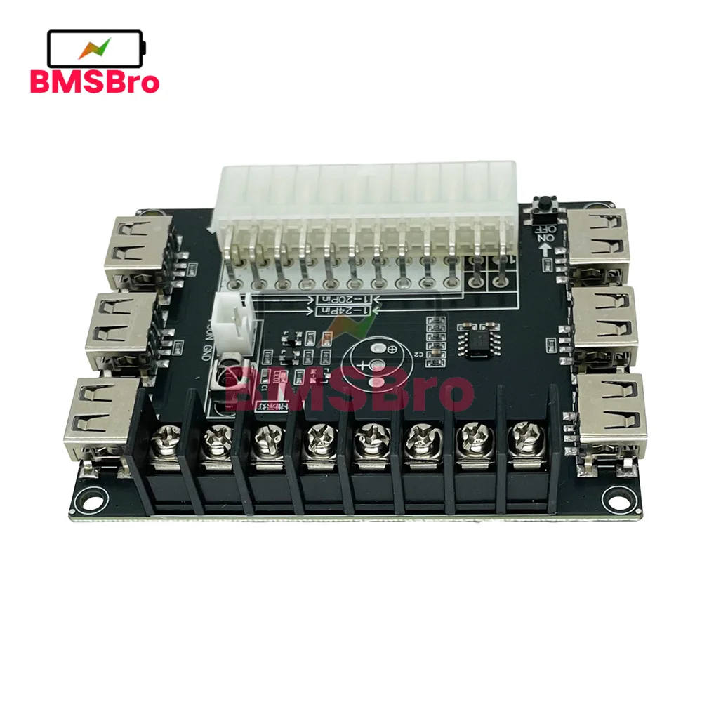 IR Infrared 24Pins ATX Power Supply Breakout Board 3.3V 5V 12V 6 USB Port PC Computer Power Adapter Charging Charge Module