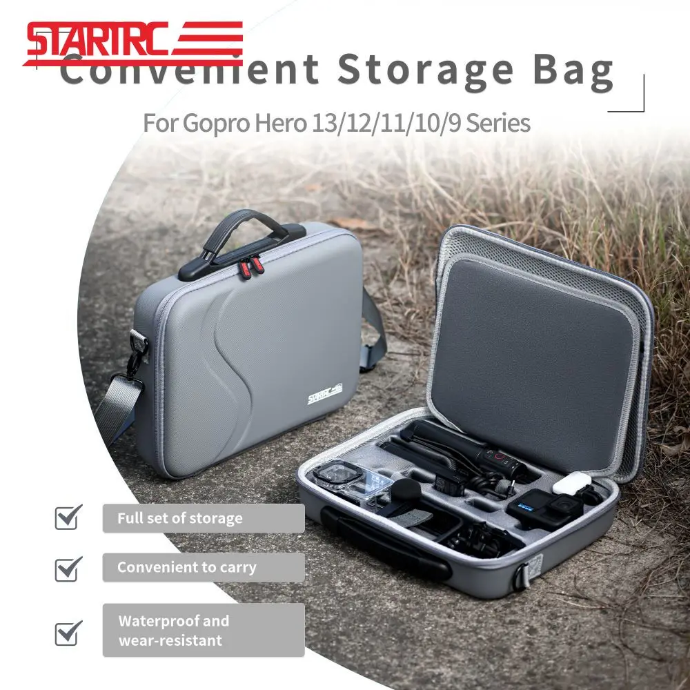 STARTRC Carrying Case for Gopro Hero 13/12/11/10/9 Camera Accessories Storage Bag Portable Shoulder Bag PU Large Travel Handbag