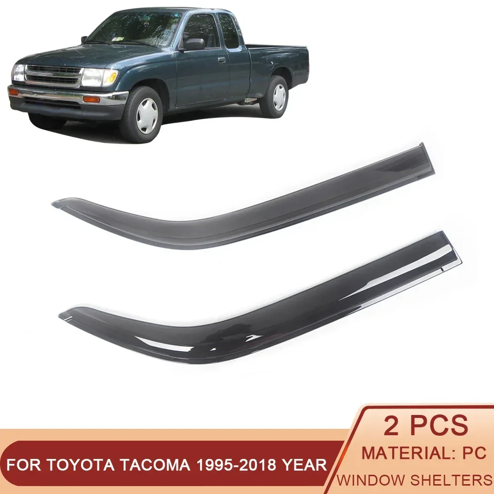 

For Toyota Tacoma 1995-2023 Cab Pickup Black Tinted Car Side Window Visor Guard Vent Awnings Shelters Rain Guard Door Ventvisor