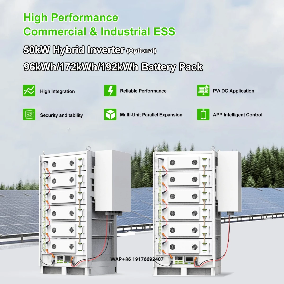 Solar Battery Home Factory System 614V 60KWH 96KWH 172KWH 192KWH High Voltage Rechargeable LiFePO4 Battery Cabinet CATL BYD Cell