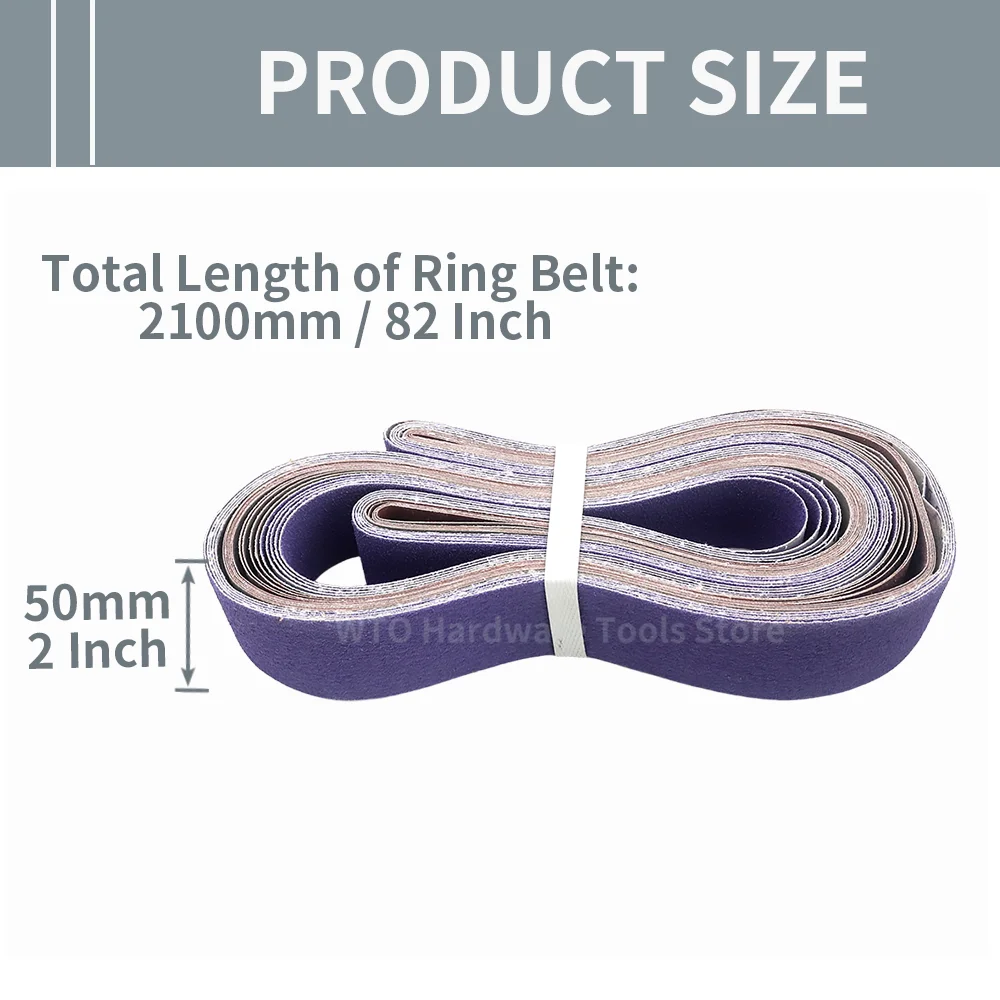 5PCS 50x2100mm Ceramic Alumina Sanding Belts, P80 to P400, High-Performance Abrasive Belts for Weld Removal & Surface Finishing
