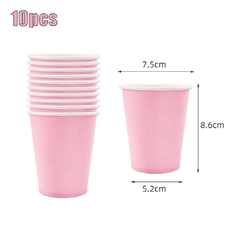 New Solid Color Party Set Light Pink Disposable Tableware Paper Cup Paper Plate Tablecloth For Kids Baby Shower Party Supplies