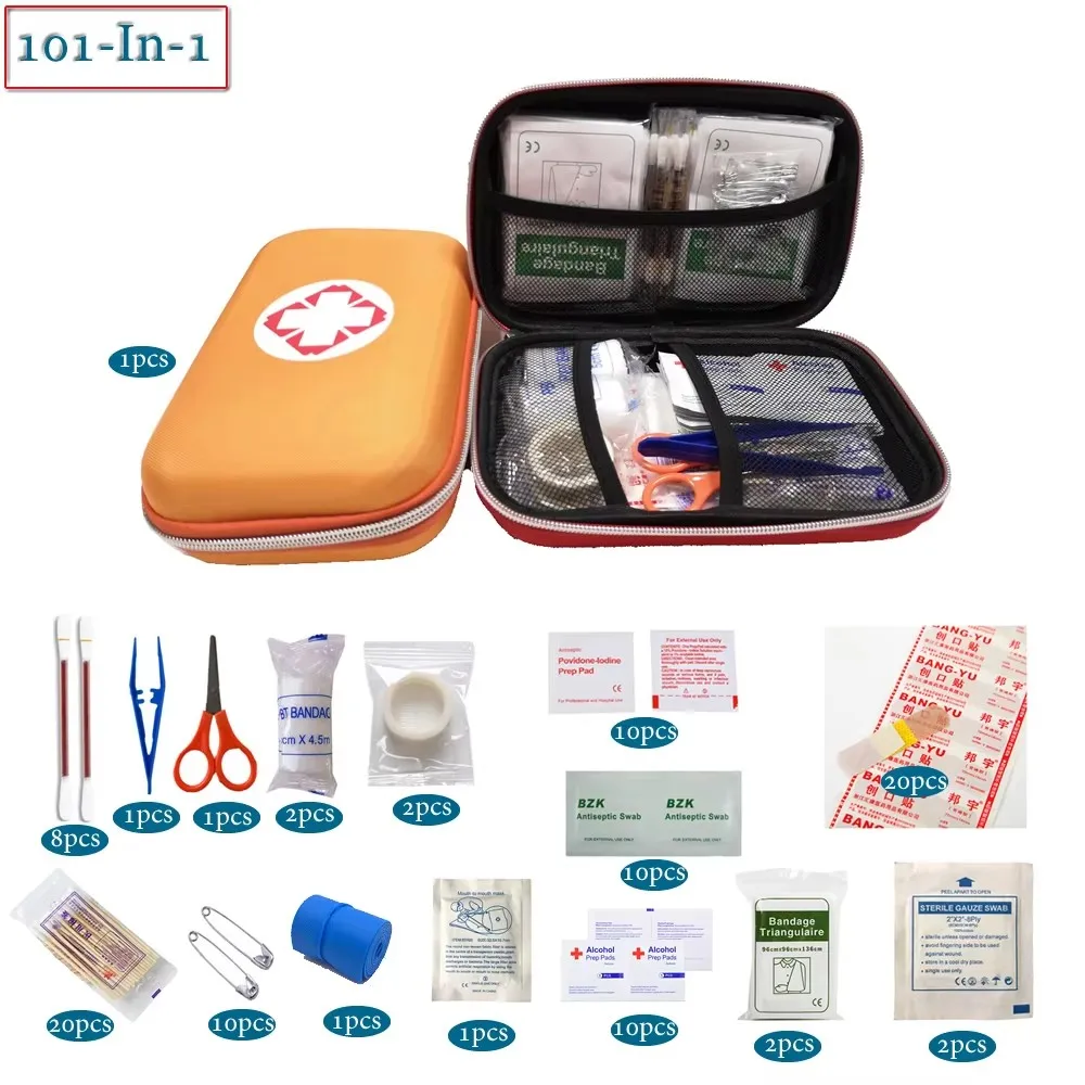 Portable 6/Color 101Pcs Person Outdoor Waterproof EVA First Aid Kit For Family Or Camping Travel Emergency Medical Treatment